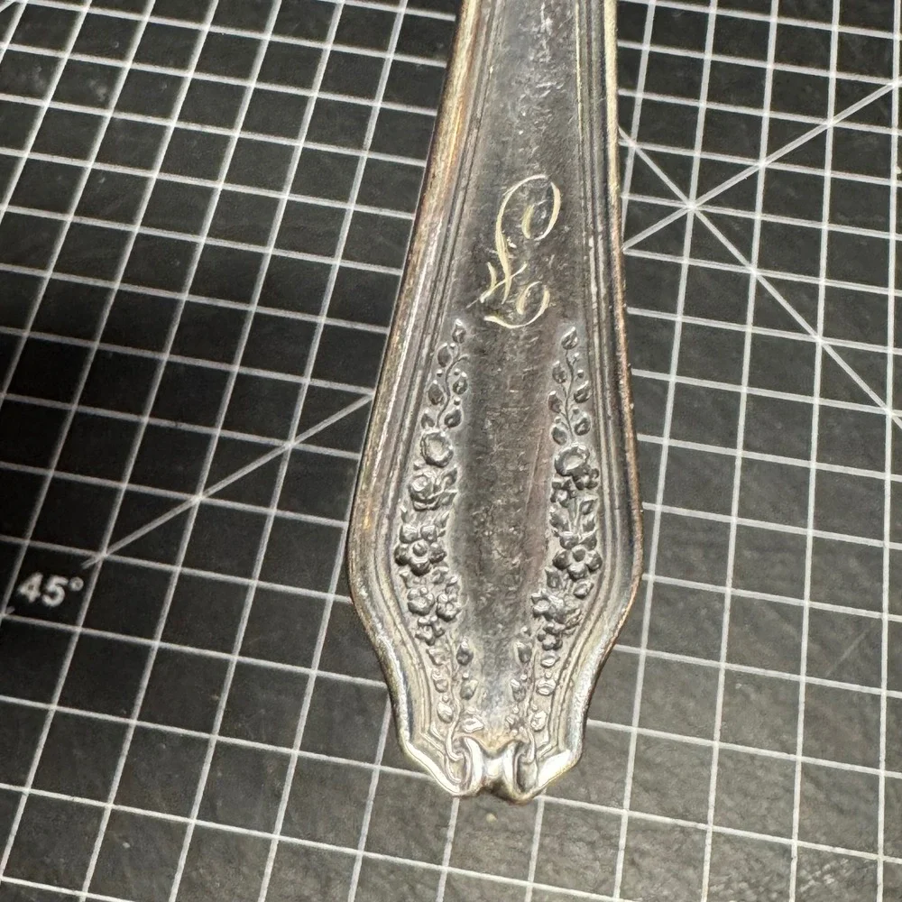 Rogers & Bro A1 XII Silverplate Dinner Fork Magnolia Pattern Monogram S 7.5in
